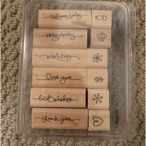 Stampn’ Up brand 12 piece wood stamp set